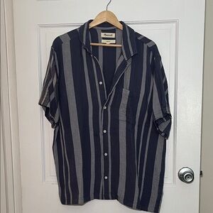 Madewell Navy and Gray Striped Casual Shirt